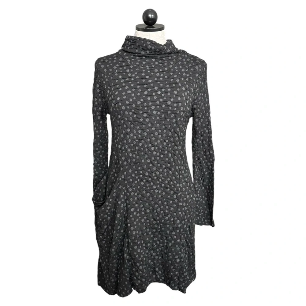 Lisa Bayne Gabrielle Dress Black Gray Long Sleeve Cowl Neck Sweater Dress Size S - Picture 11 of 12